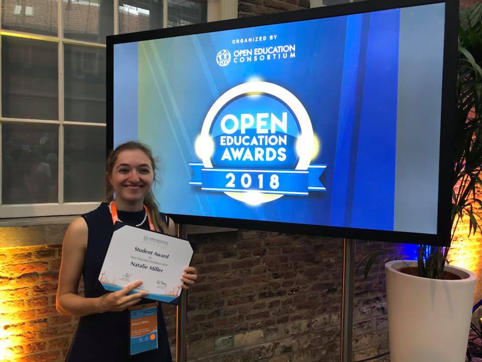 Natalie Miller, 2018 OE Award winner