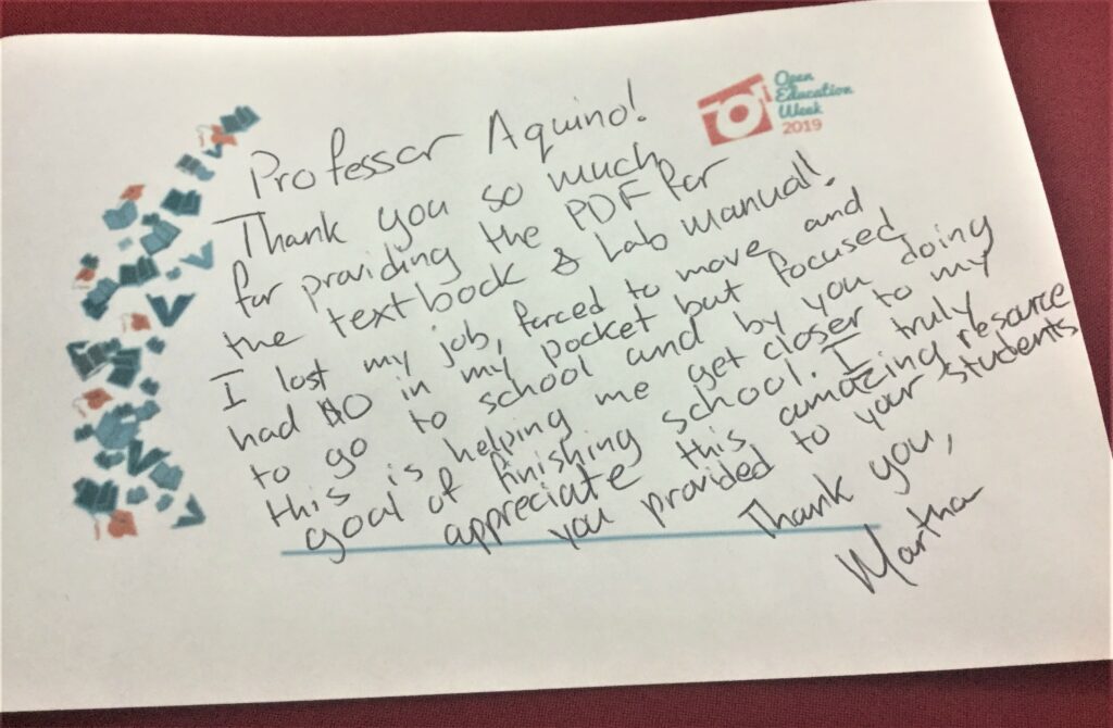 oew 2019 student thank you letter