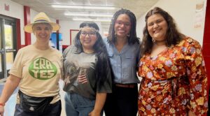 Jamie (second from right) joins with members of the Imperial Valley College OFAR team she coached, to support their workshop at an on-campus professional development day in 2022.